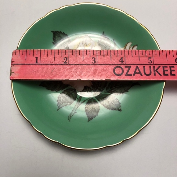 Paragon Double Warrant Cabbage Rose Tea Cup & Saucer Green Teacup Vintage - Picture 6 of 16